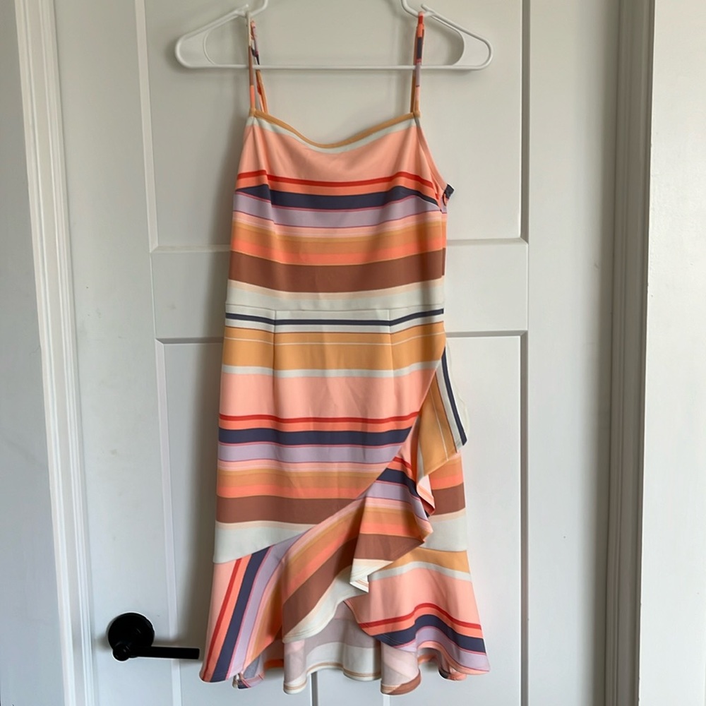 NWT S Bar iii Strappy Samba Pastel Striped Ruffled Dress